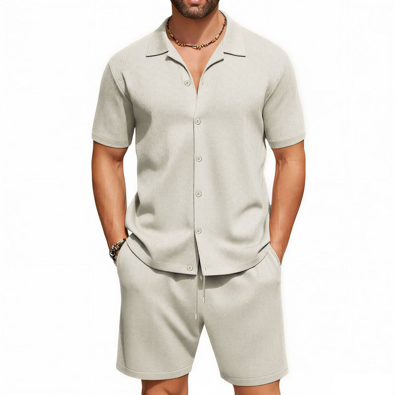 Two-piece Set -Short-sleeve Shirt and Shorts