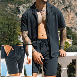 The linen Set Short Sleeve Shirts and Shorts